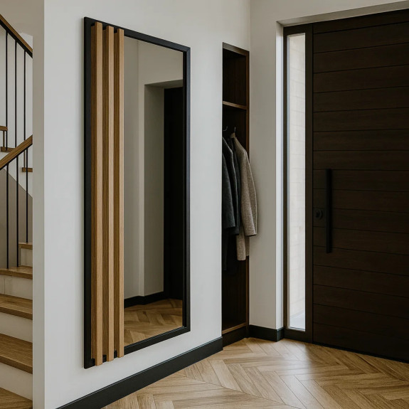 Lustro drewniane LAMELL – naturalna rama i nowoczesny design | OUKI